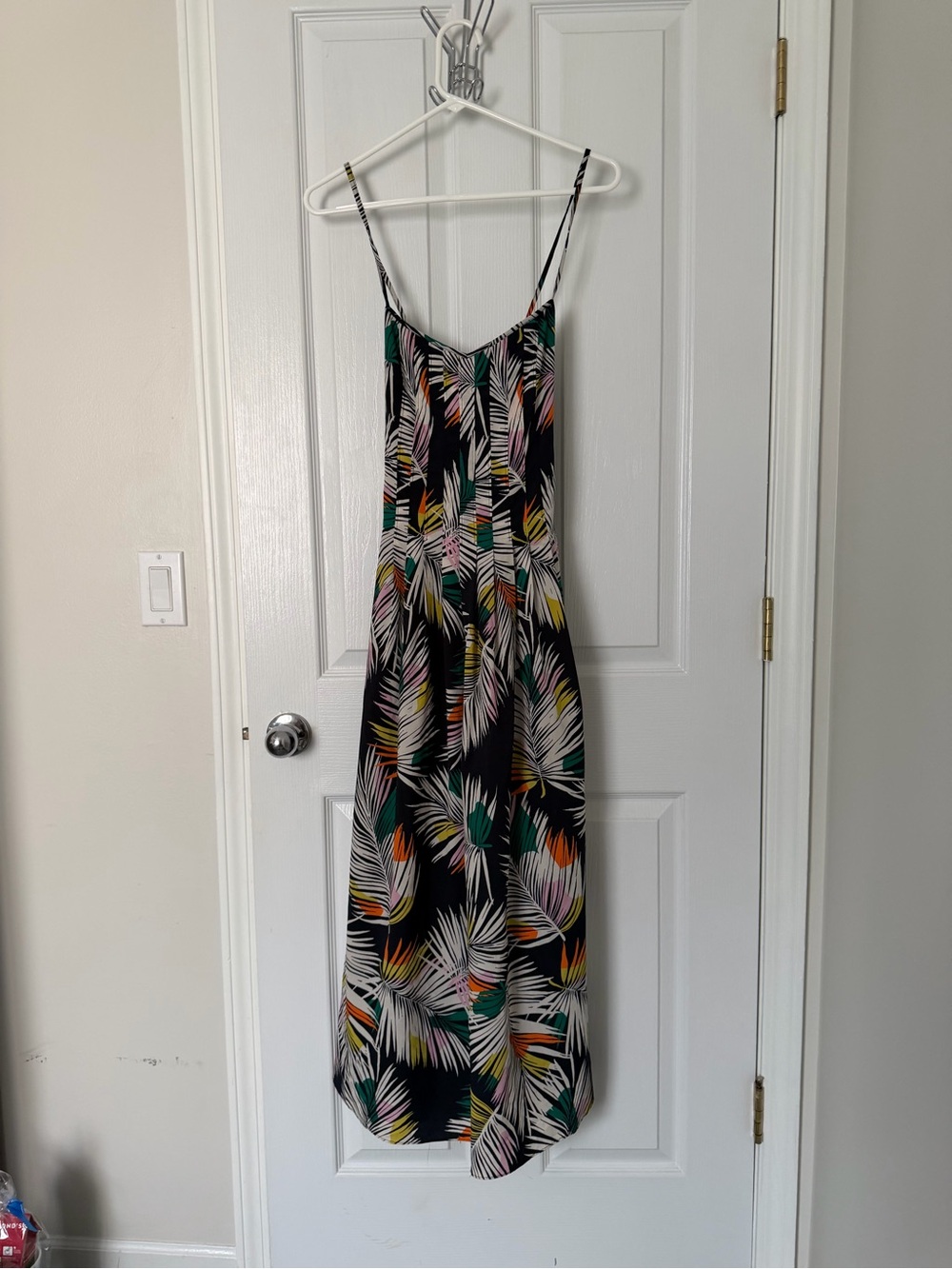 Banana Republic Black Tropical Leaf Maxi Dress with Multicolor Accents